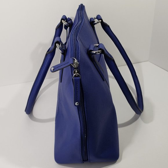Tignanello Gorgeous Dark Blue Leather Handbag Satchel, Classic Shape and Color - Picture 3 of 13